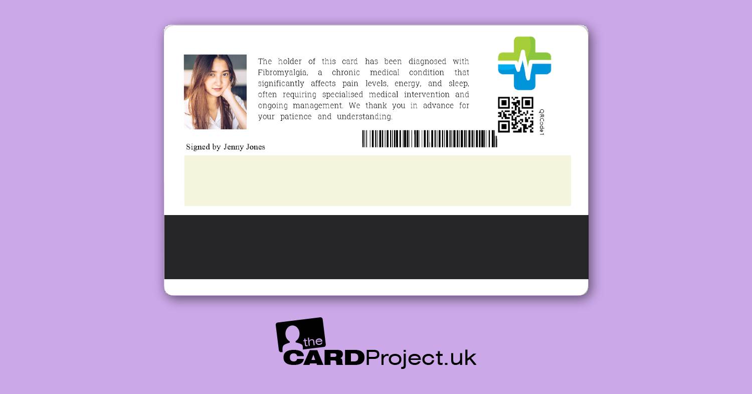 Fibromyalgia Premium Photo Medical ID Alert Card (REAR)